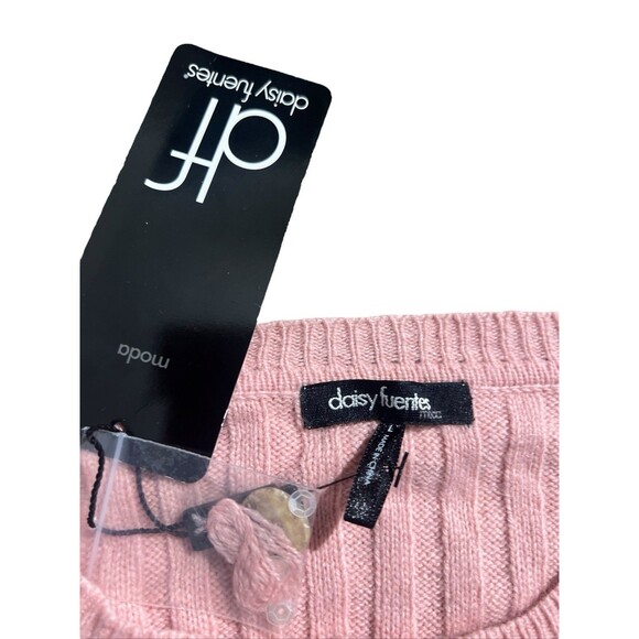 Daisy Fuentes Ladies Angora Rabbit Hair Blend Sequin Trim Cardigan Pink Sz L NWT - Picture 9 of 9